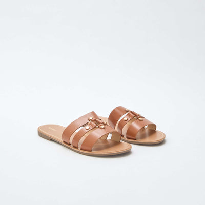Mules plates MARRON