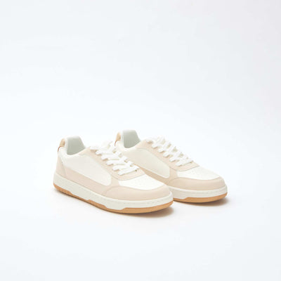 Baskets bicolores avec détails dorés BEIGE