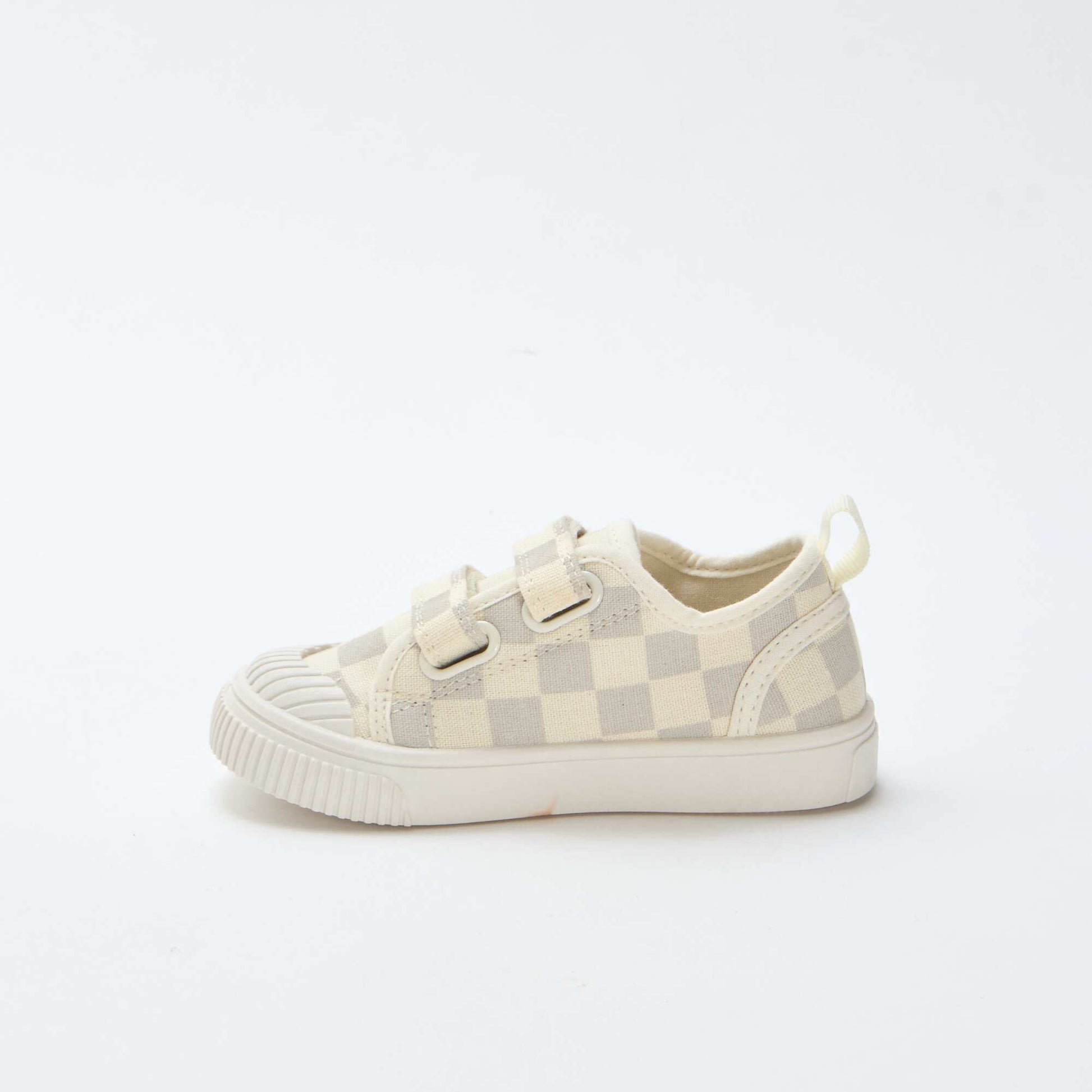 Baskets en toile imprimé damiers GRIS