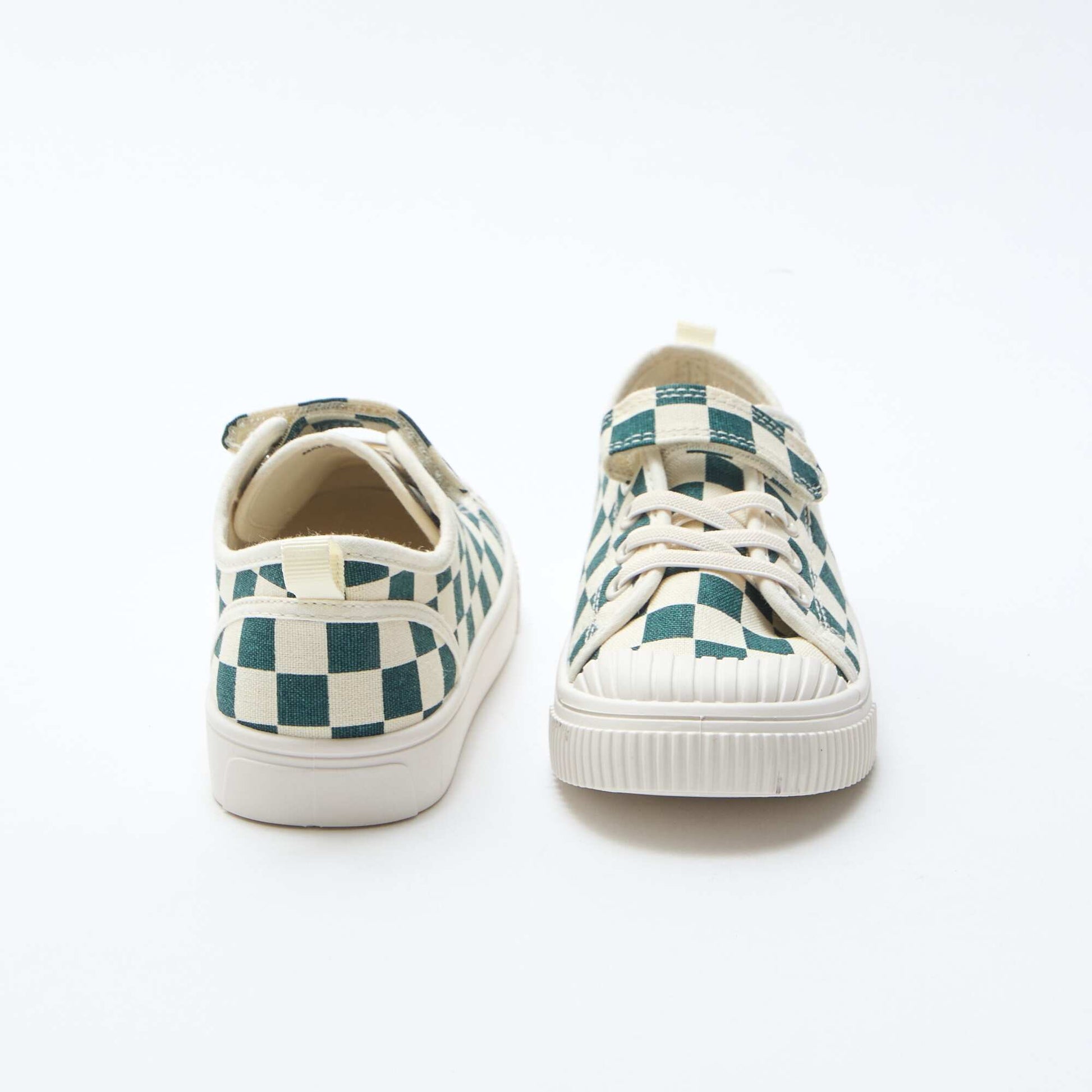 Baskets basses à scratch damier en toile VERT