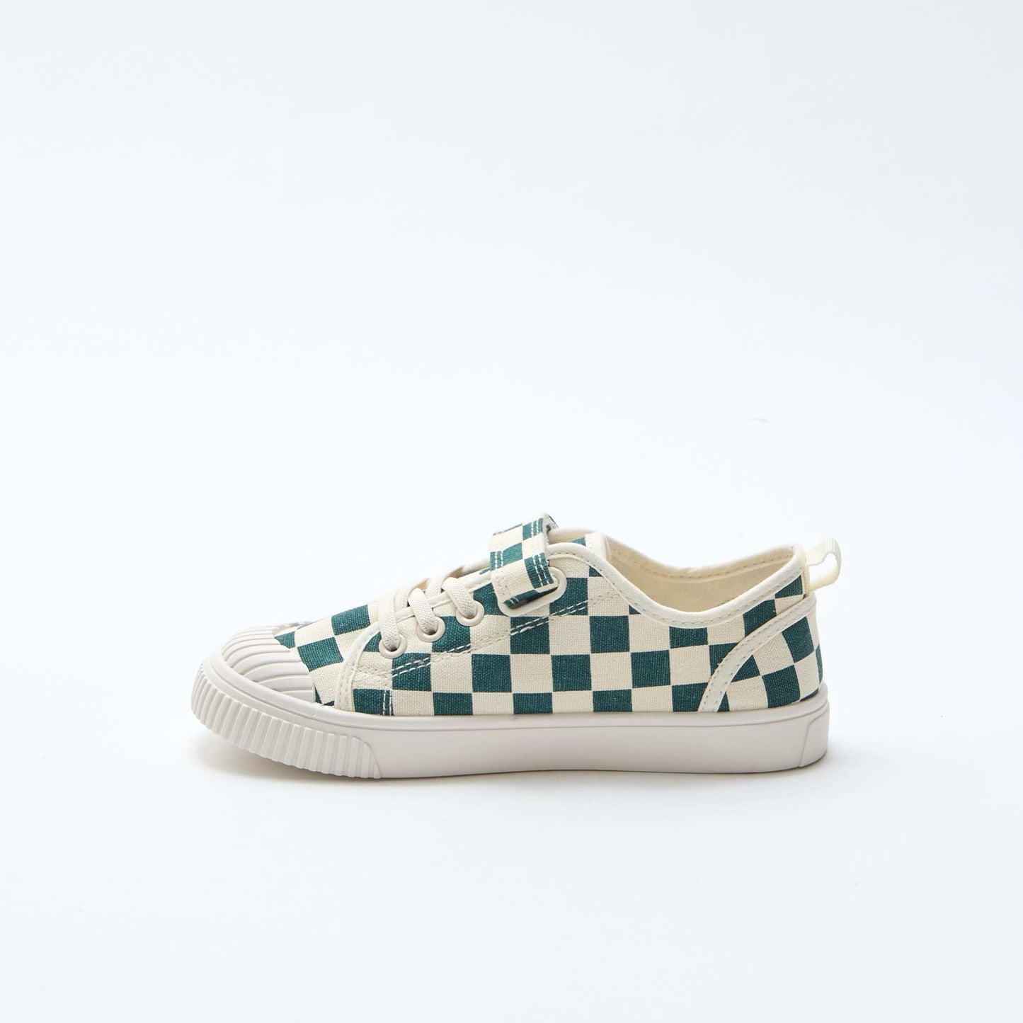Baskets basses à scratch damier en toile VERT