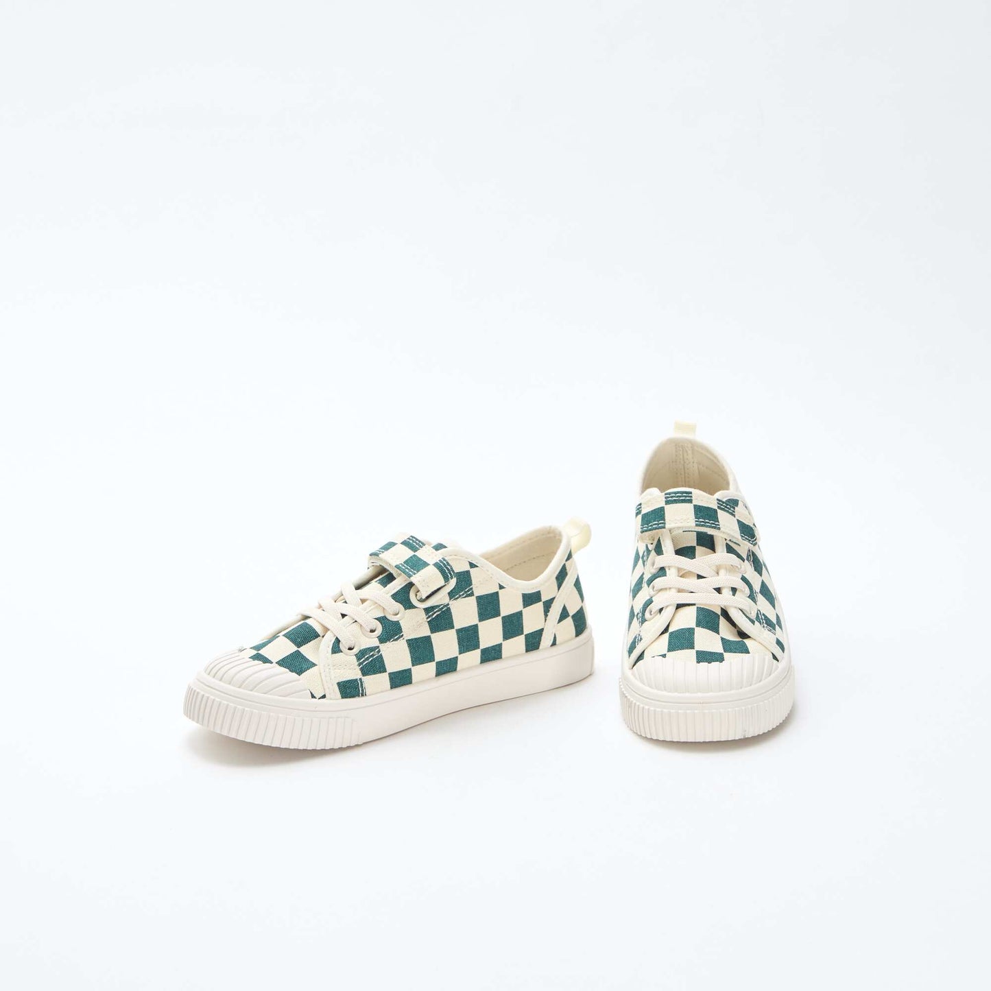 Baskets basses à scratch damier en toile VERT