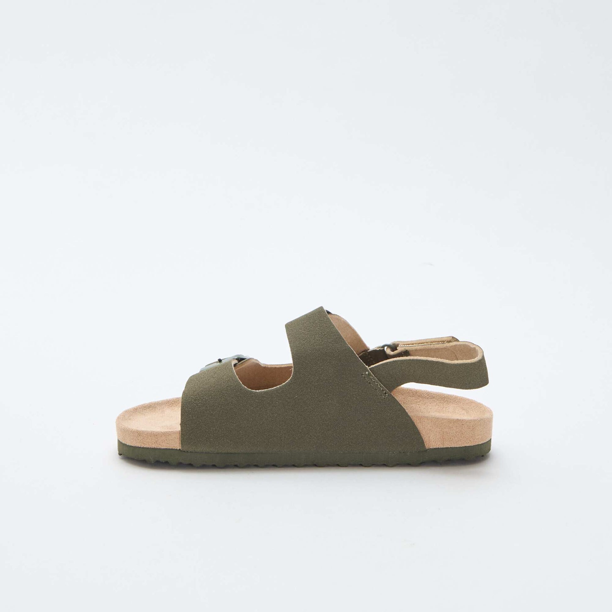 Sandales plates en suédine ajustables KAKI