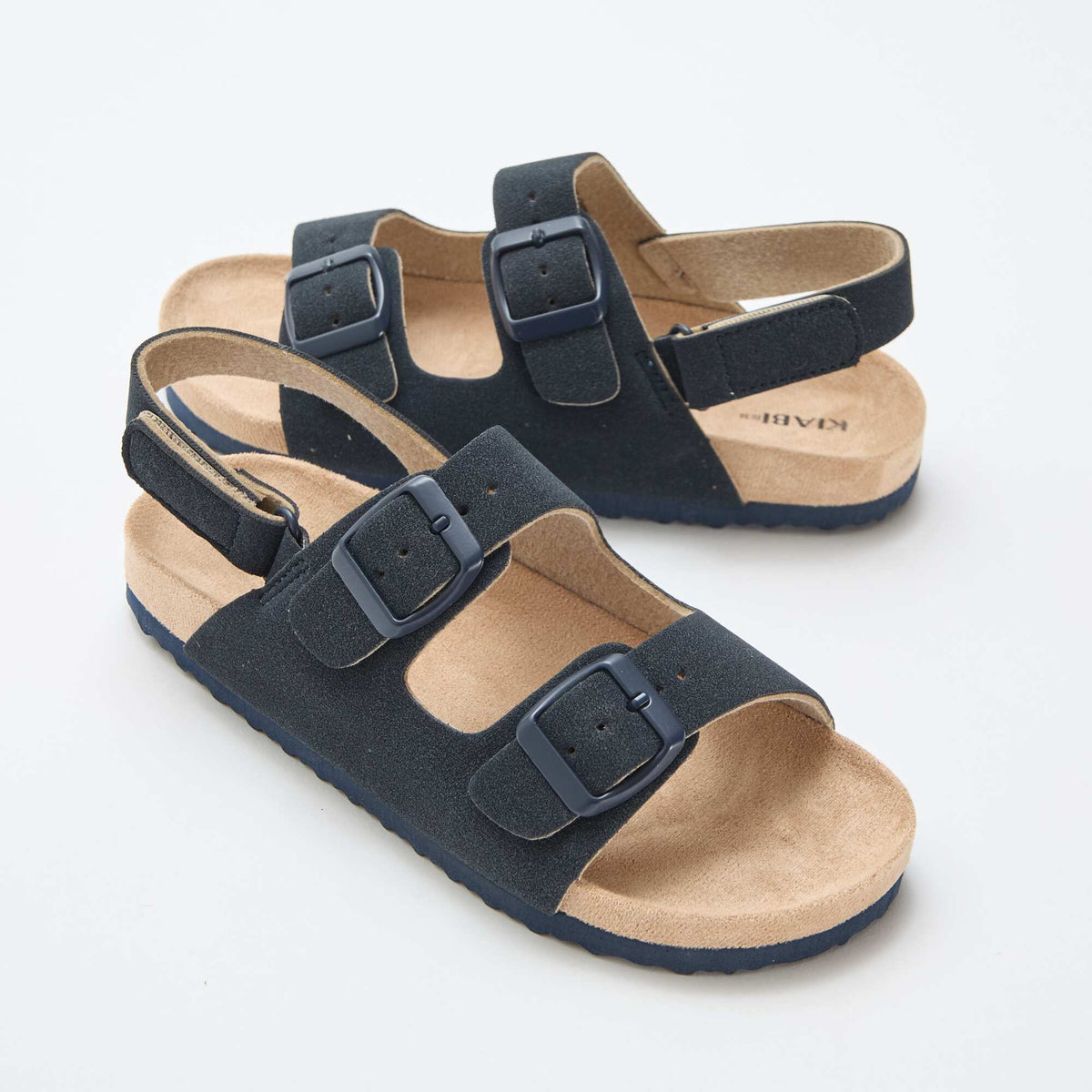 Sandales plates en suédine ajustables BLEU