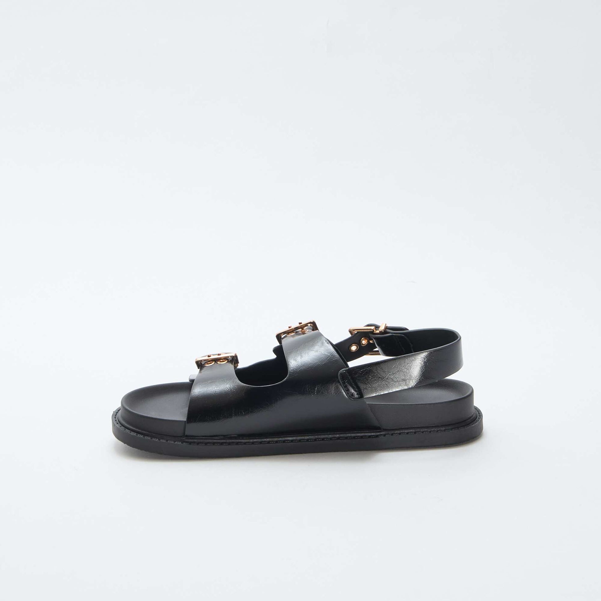 Mules en simili avec 3 brides réglables NOIR