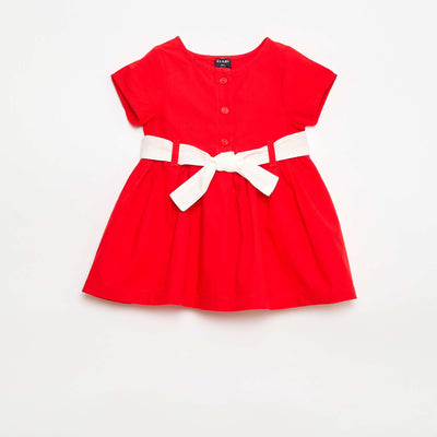 Robe légère à manches courtes avec motif BLANC