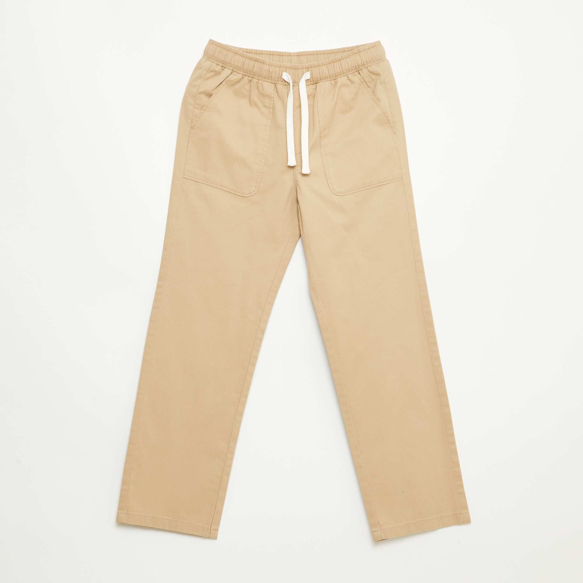 Pantalon coupe regular / droite avec cordons à nouer BEIGE
