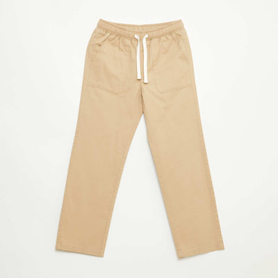 Pantalon coupe regular / droite avec cordons à nouer BEIGE