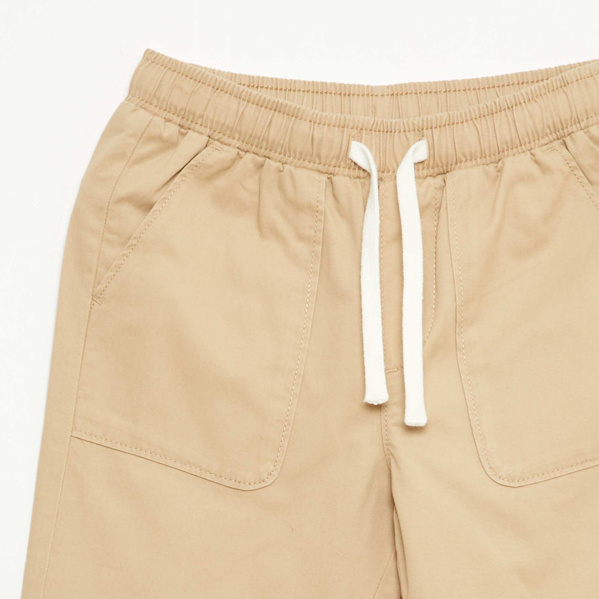 Pantalon coupe regular / droite avec cordons à nouer BEIGE