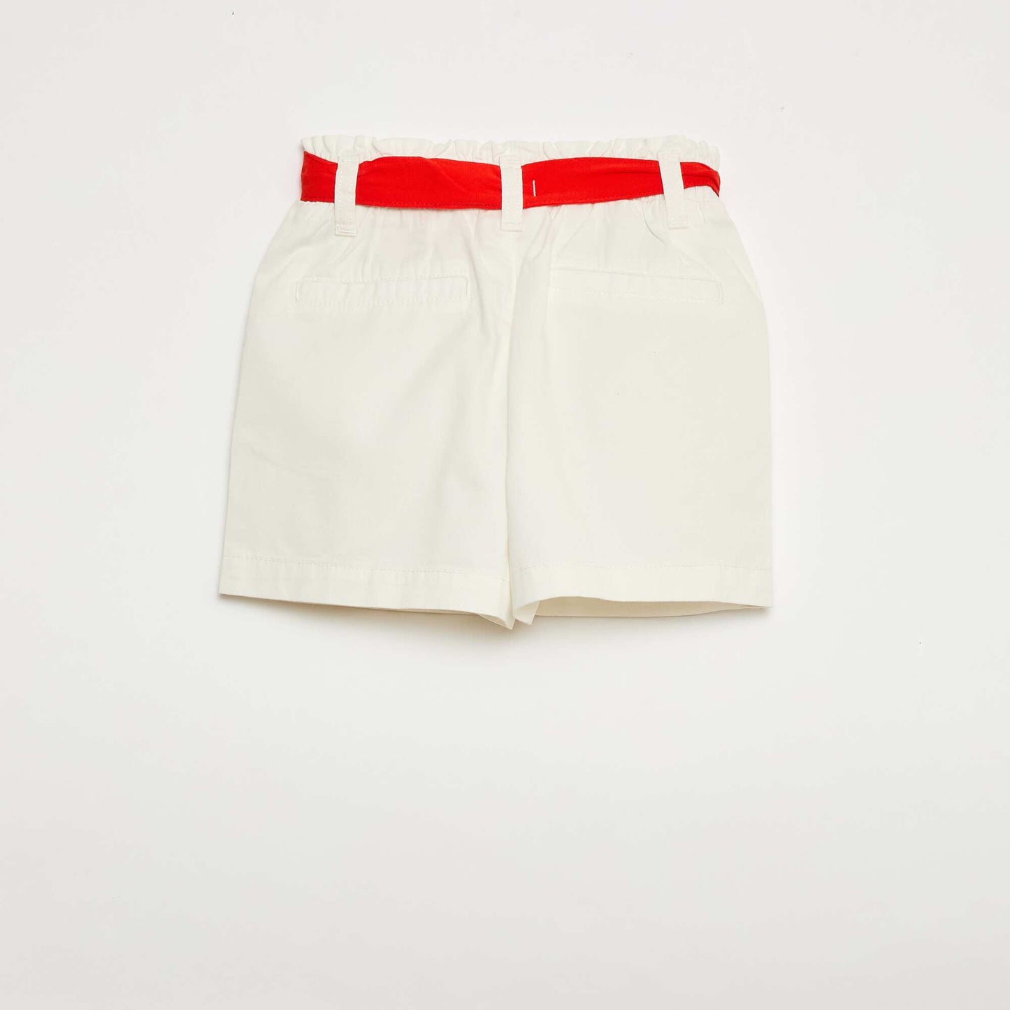 Short uni en twill + ceinture à nouer BLANC