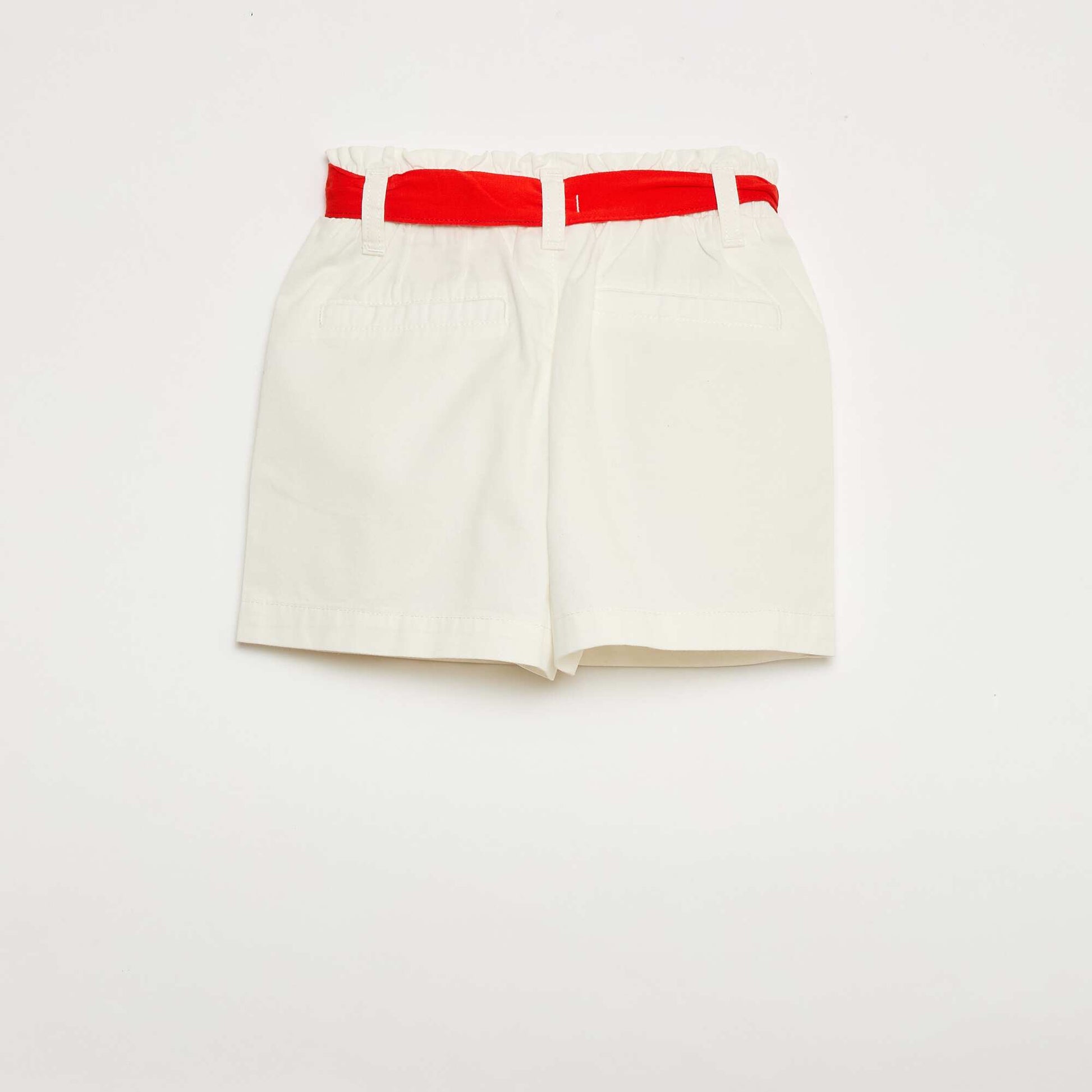 Short uni en twill + ceinture à nouer BLANC