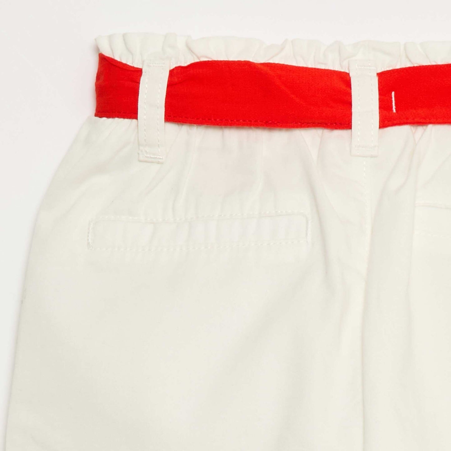 Short uni en twill + ceinture à nouer BLANC