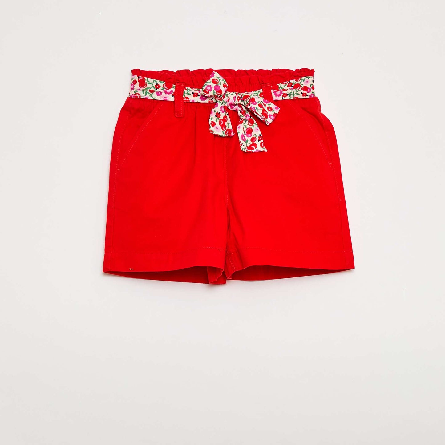 Short uni en twill + ceinture à nouer BLANC