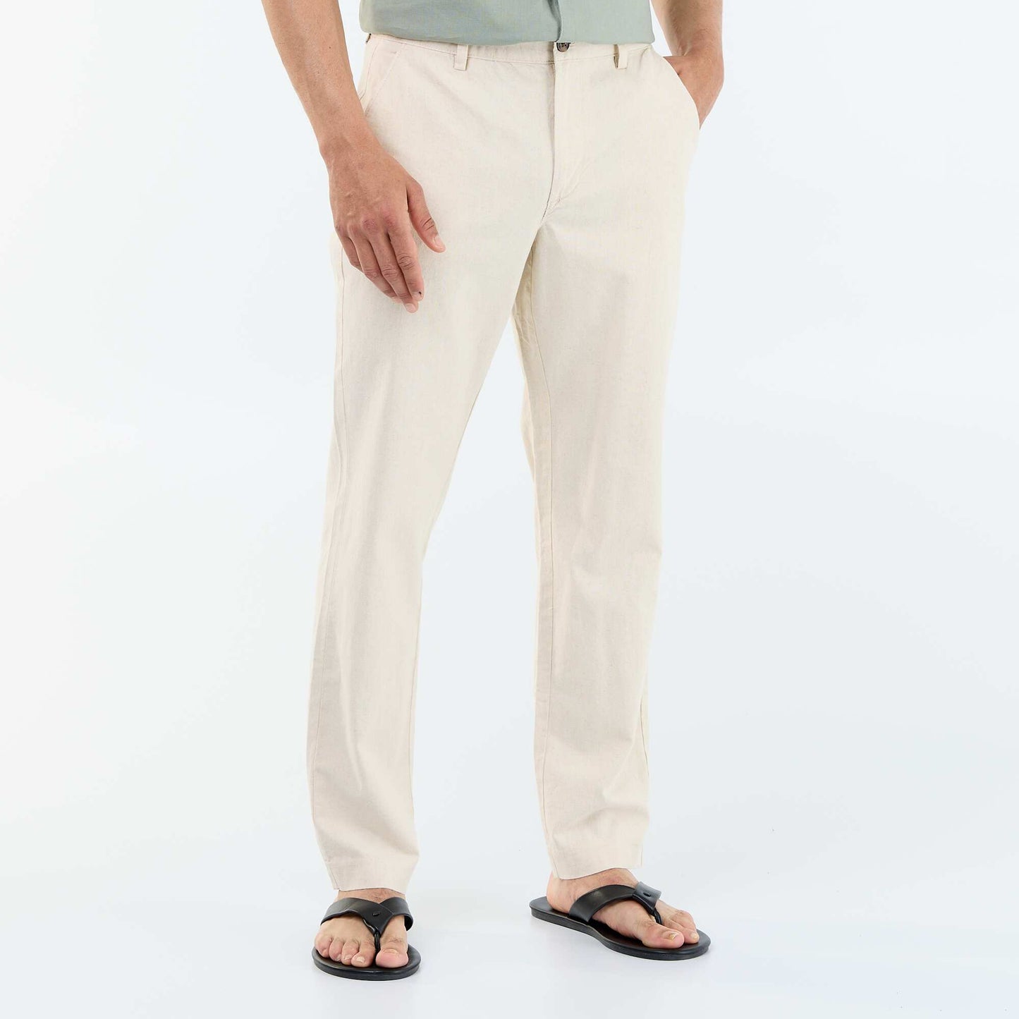 Chino uni taille standard BLANC