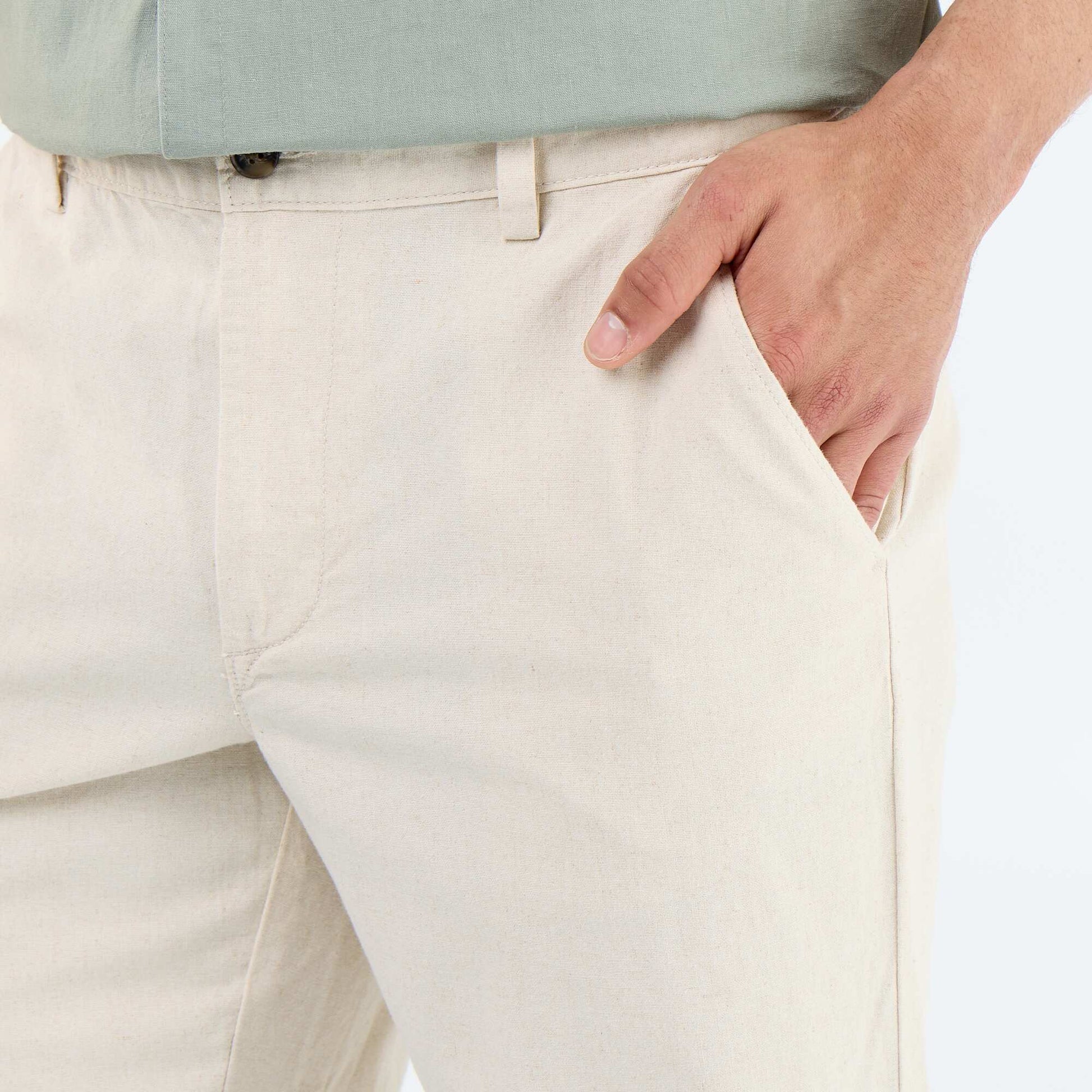 Chino uni taille standard BLANC