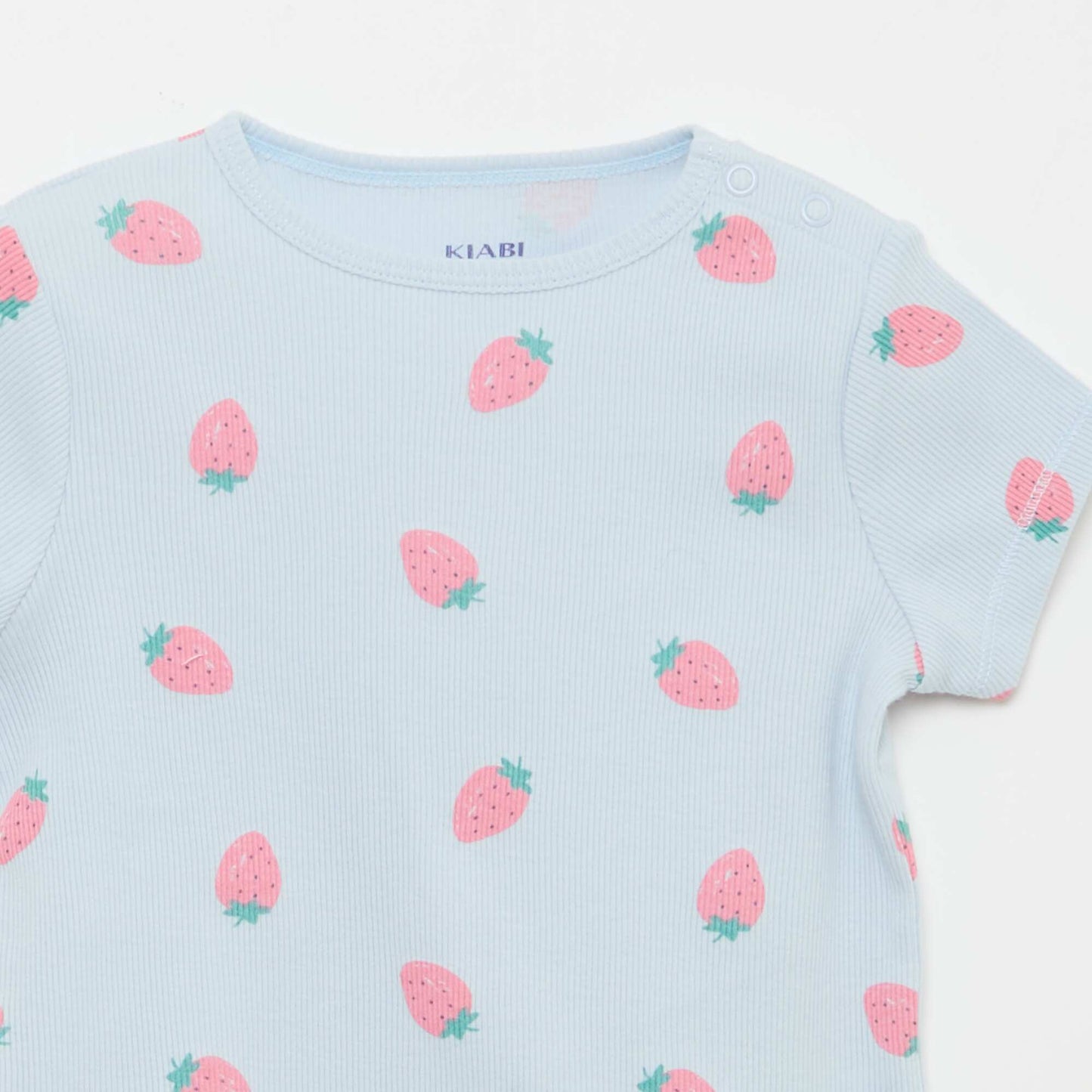 Pyjama t-shirt + short en coton côtelé - 2 pièces BLEU