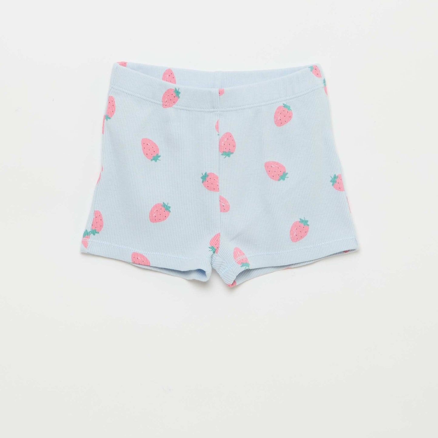 Pyjama t-shirt + short en coton côtelé - 2 pièces BLEU