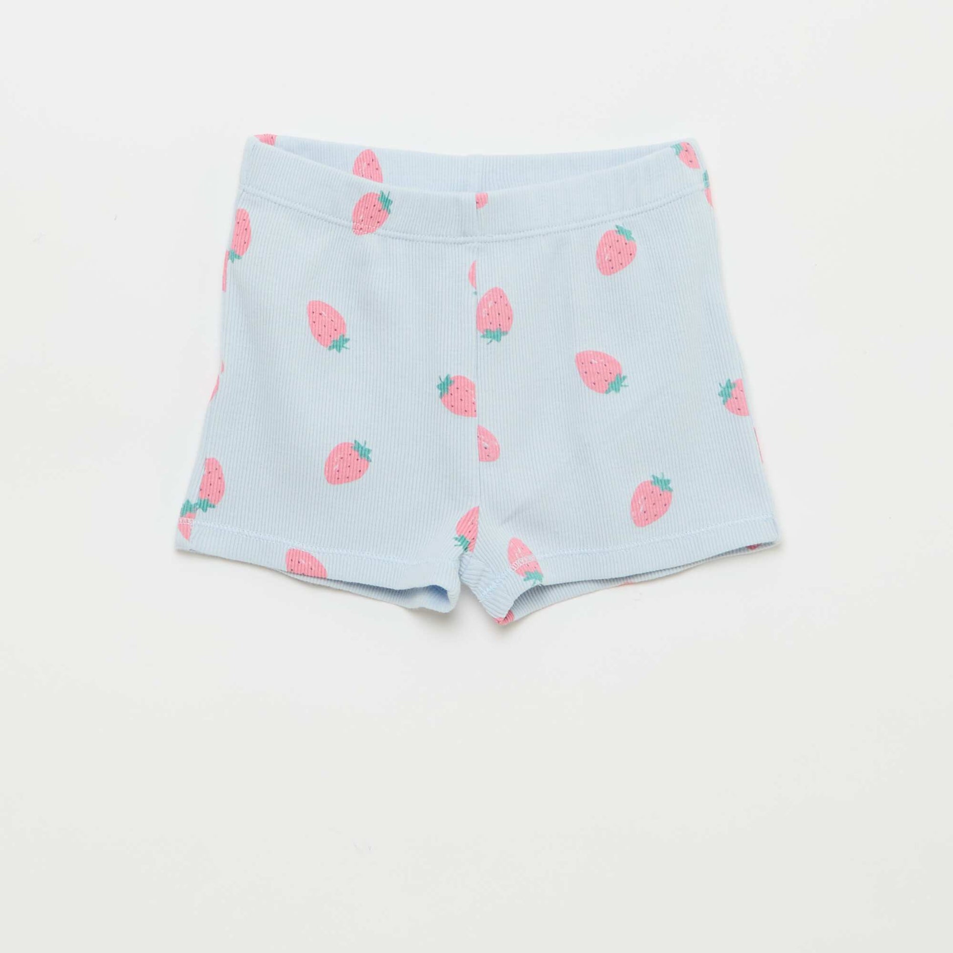 Pyjama t-shirt + short en coton côtelé - 2 pièces BLEU