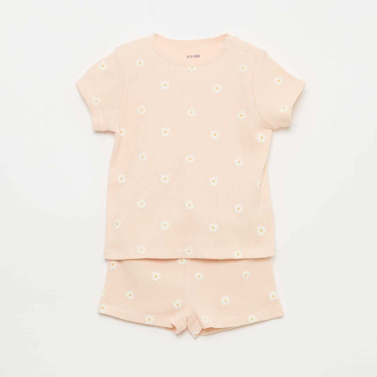 Pyjama t-shirt + short en coton côtelé - 2 pièces ROSE