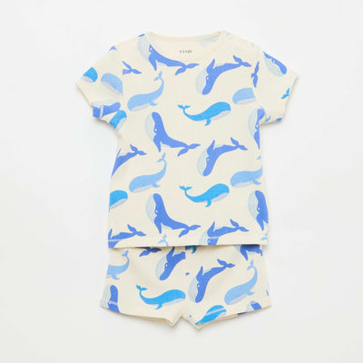 Pyjama t-shirt + short en coton côtelé - 2 pièces BLANC
