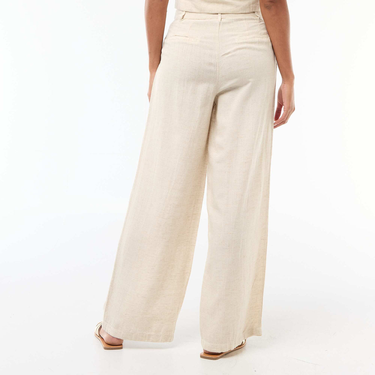 Pantalon large femme droit BEIGE