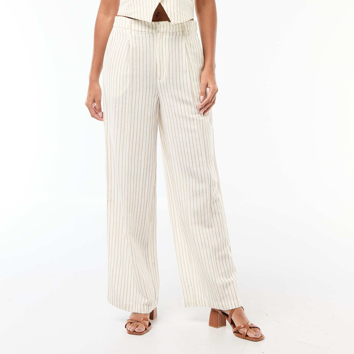 Pantalon large femme coupe droite BLANC