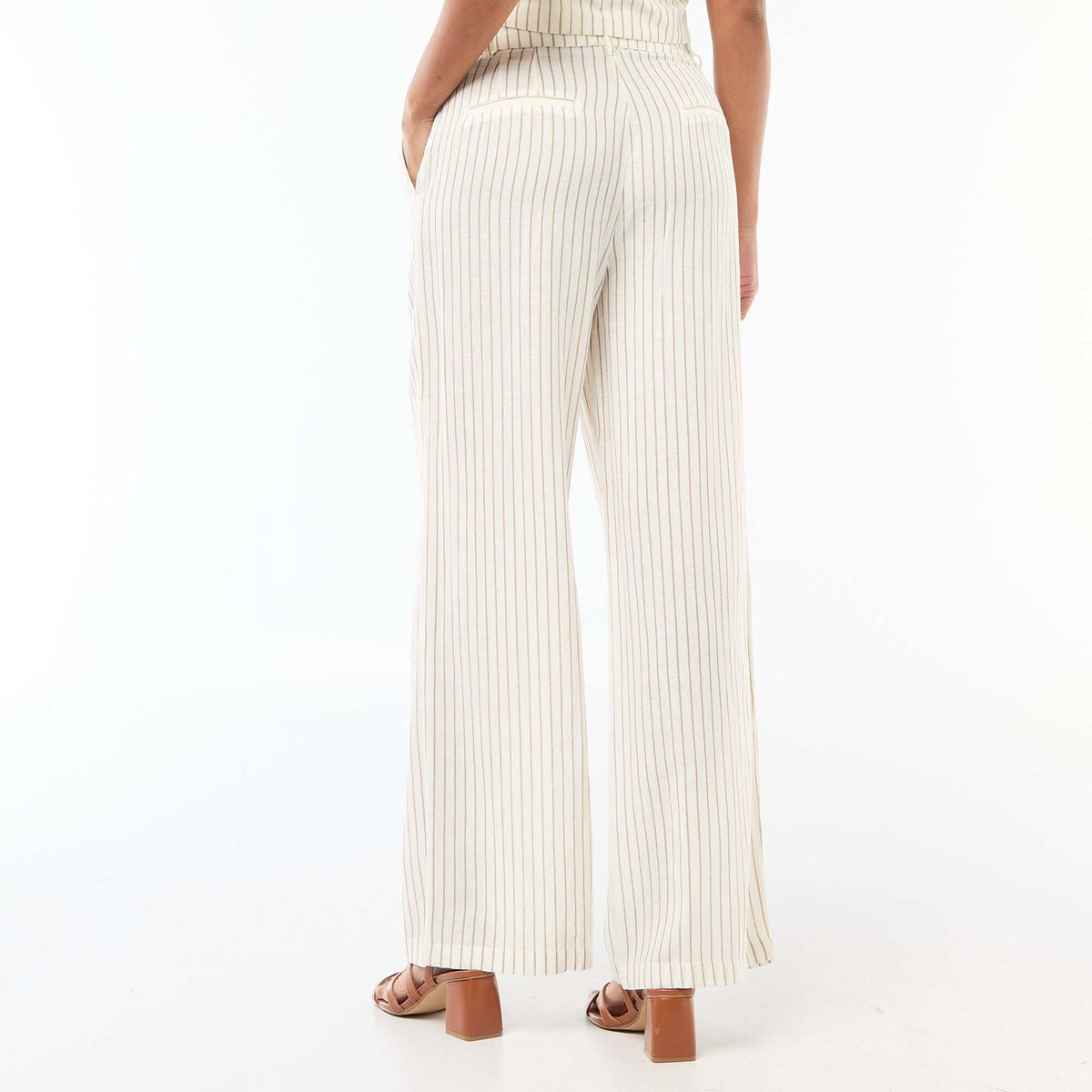 Pantalon large femme coupe droite BLANC