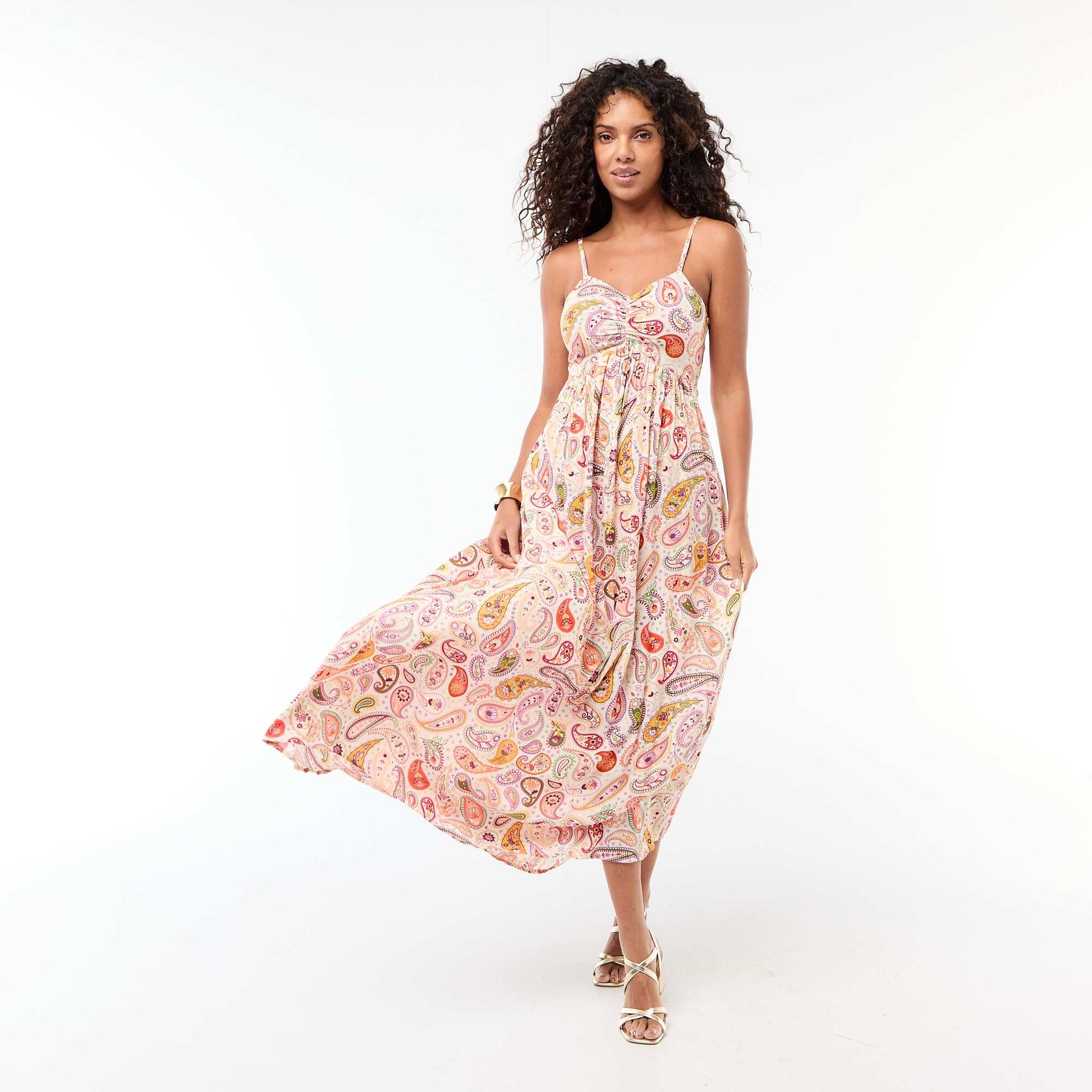 Robe longue à fines bretelles ajustables ROSE
