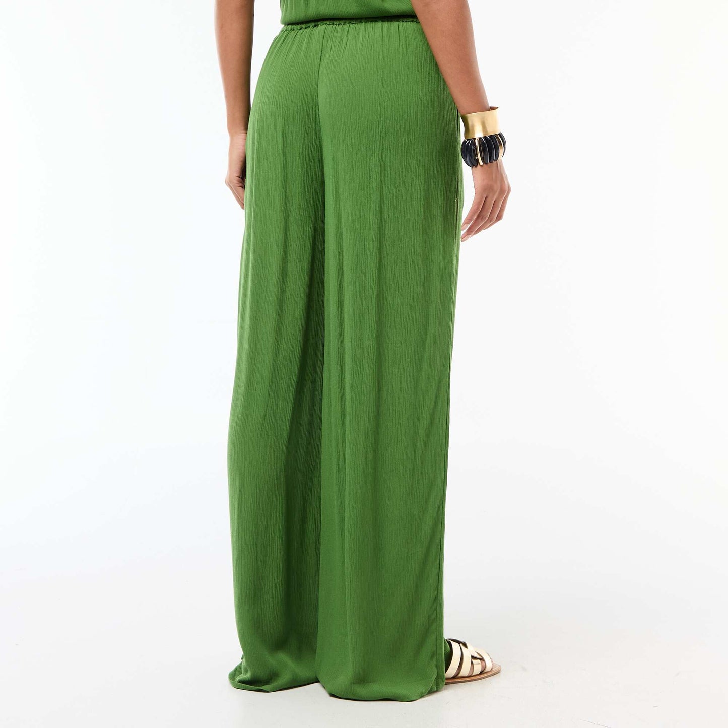 Pantalon droit femme en viscose fantaisie VERT