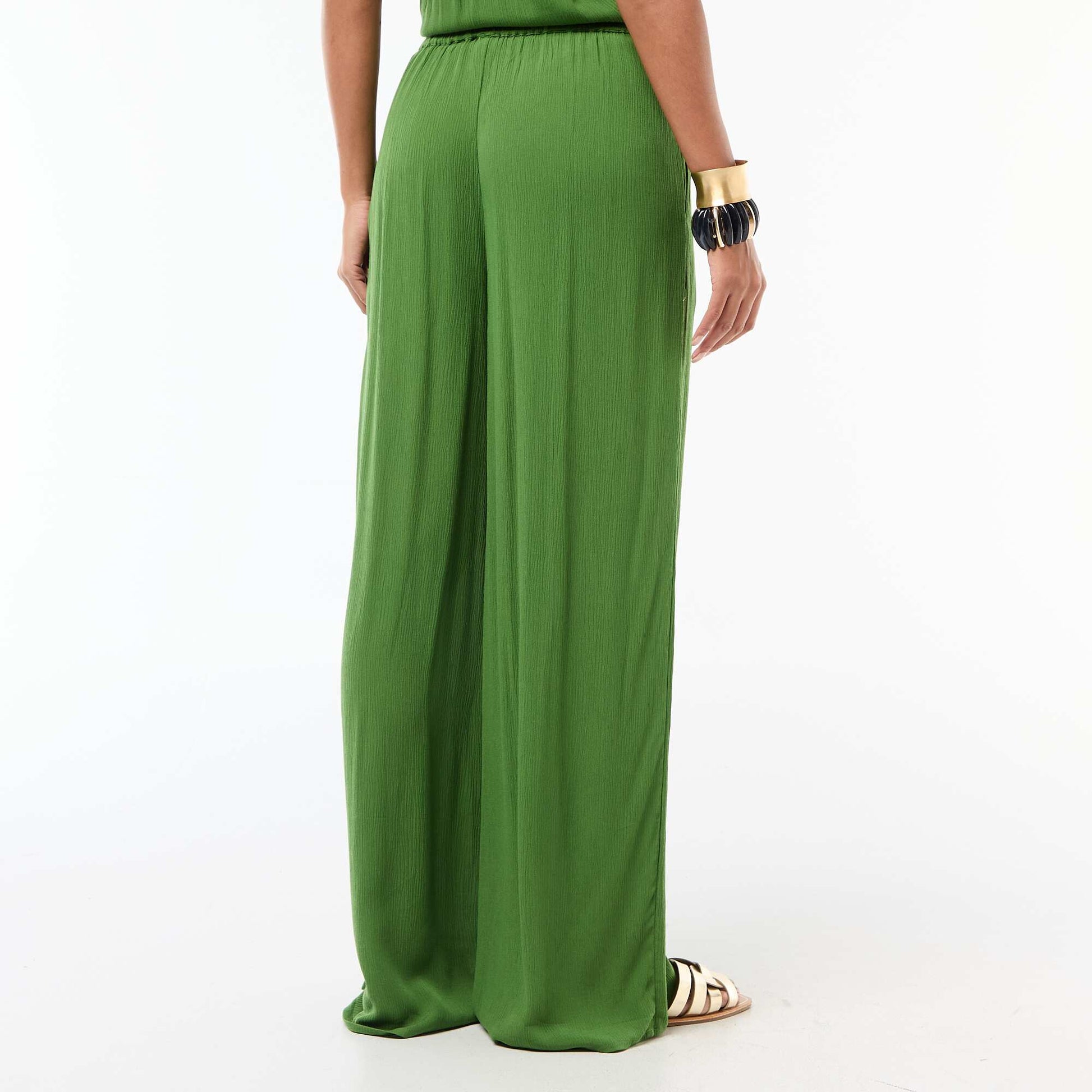 Pantalon droit femme en viscose fantaisie VERT