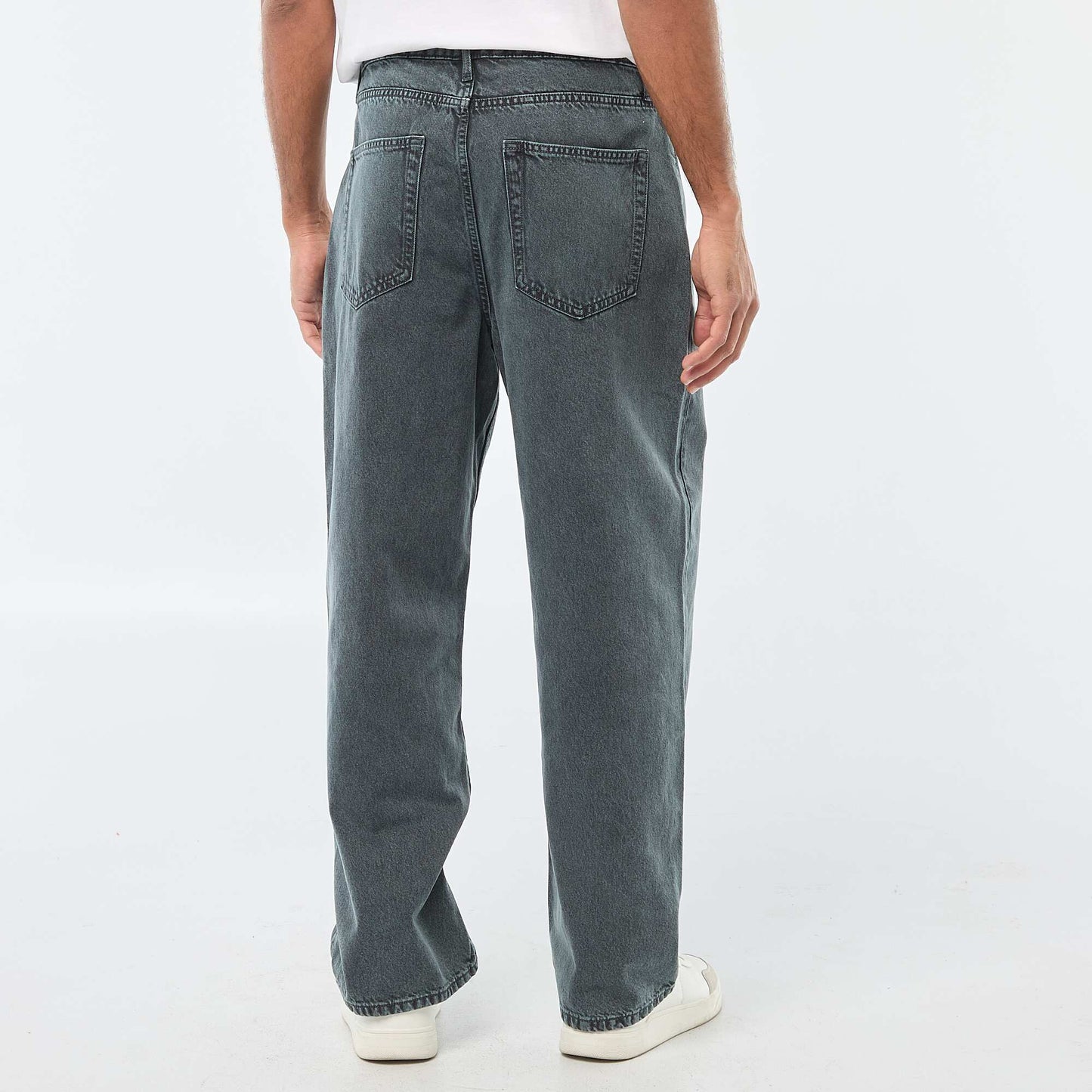 Pantalon baggy uni en twill BLEU