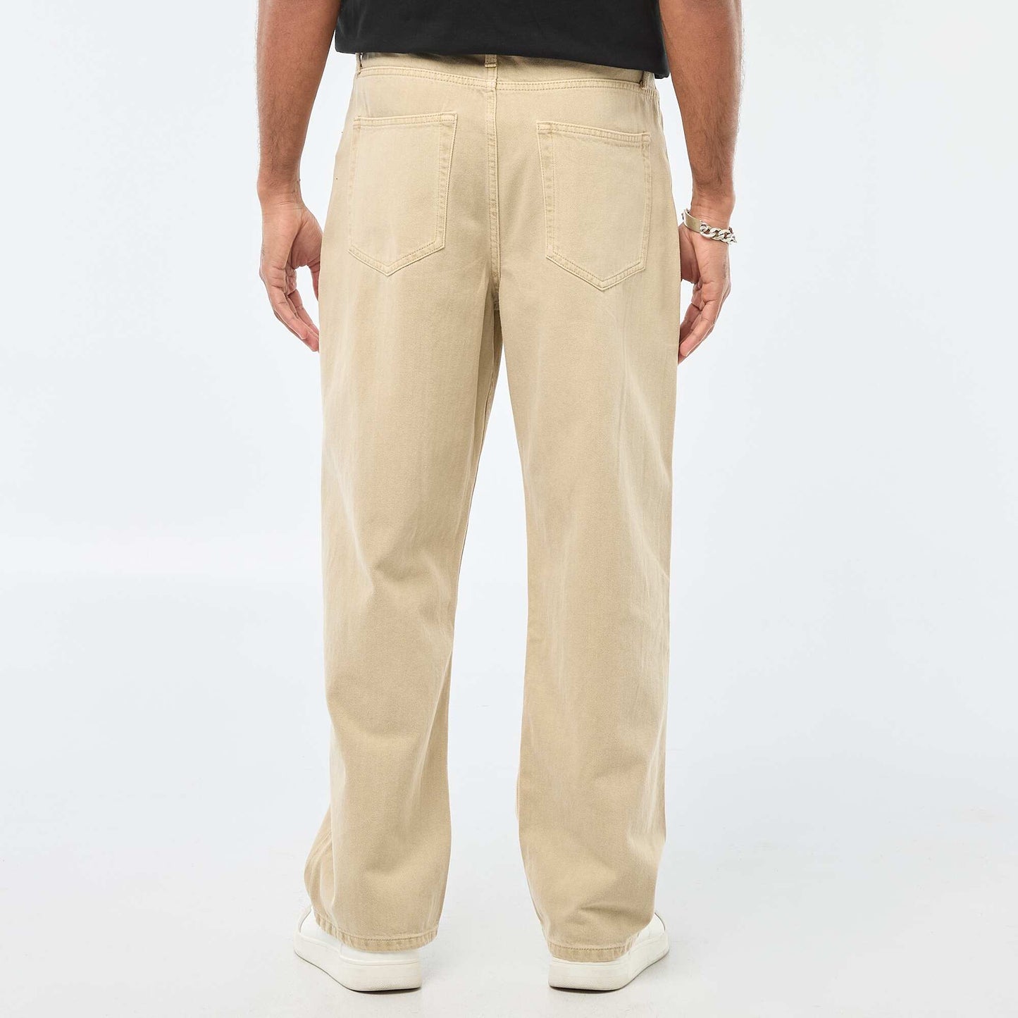 Pantalon baggy uni en twill BEIGE