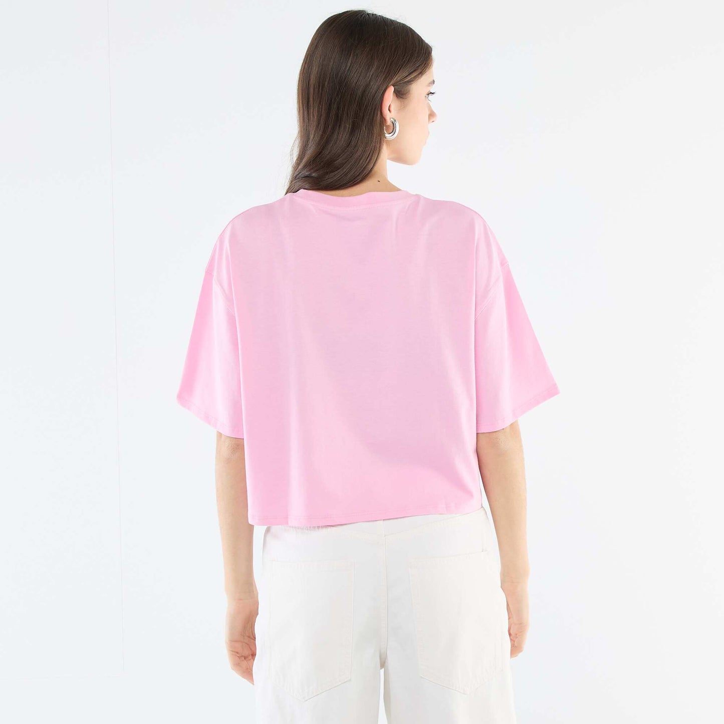 Tee-shirt oversize cropped imprimé ROSE
