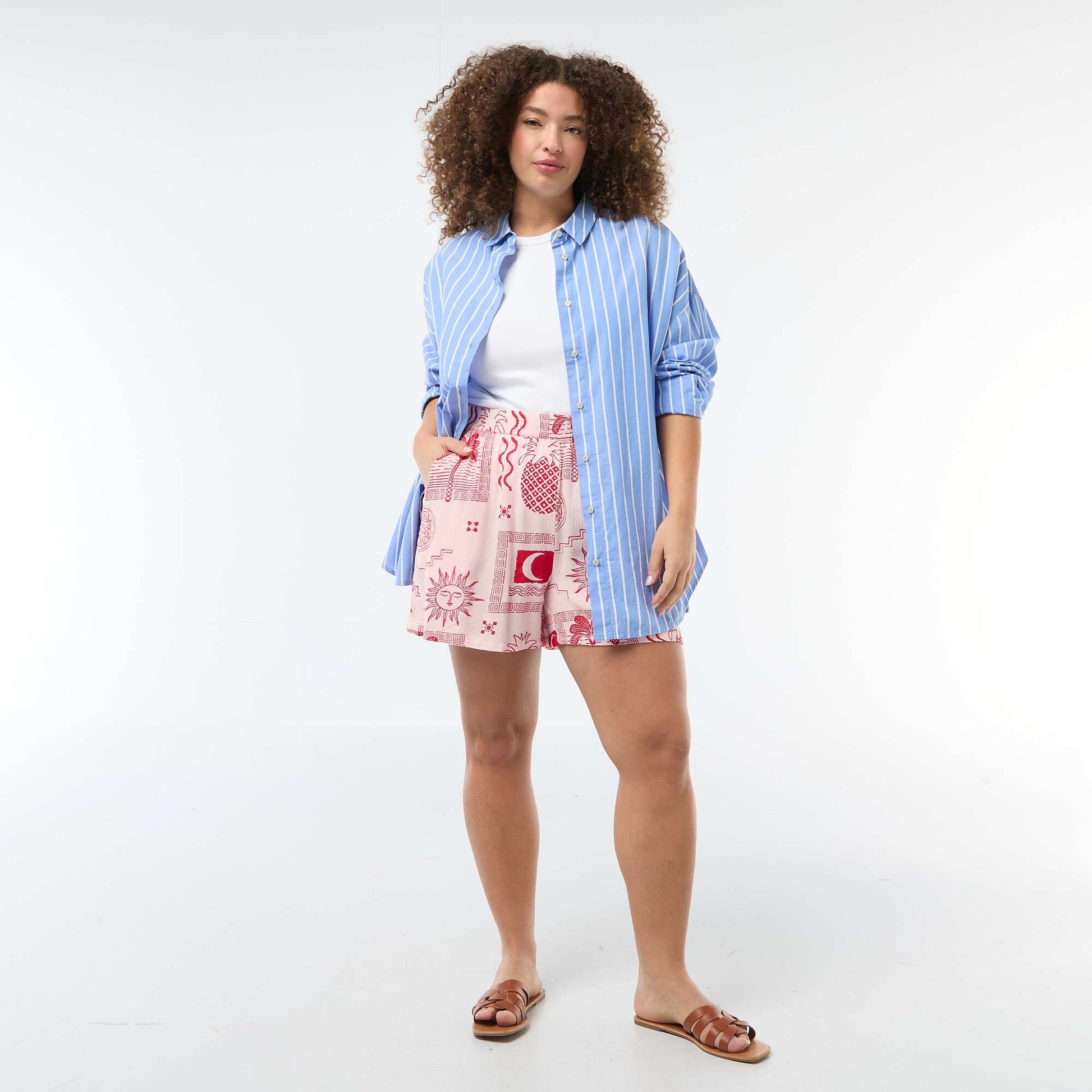 Short à motif avec 2 poches ROSE