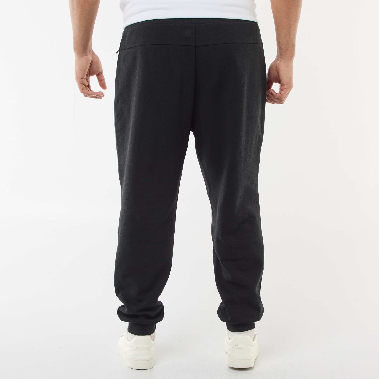 Jogging en maille piquée unie en coton NOIR