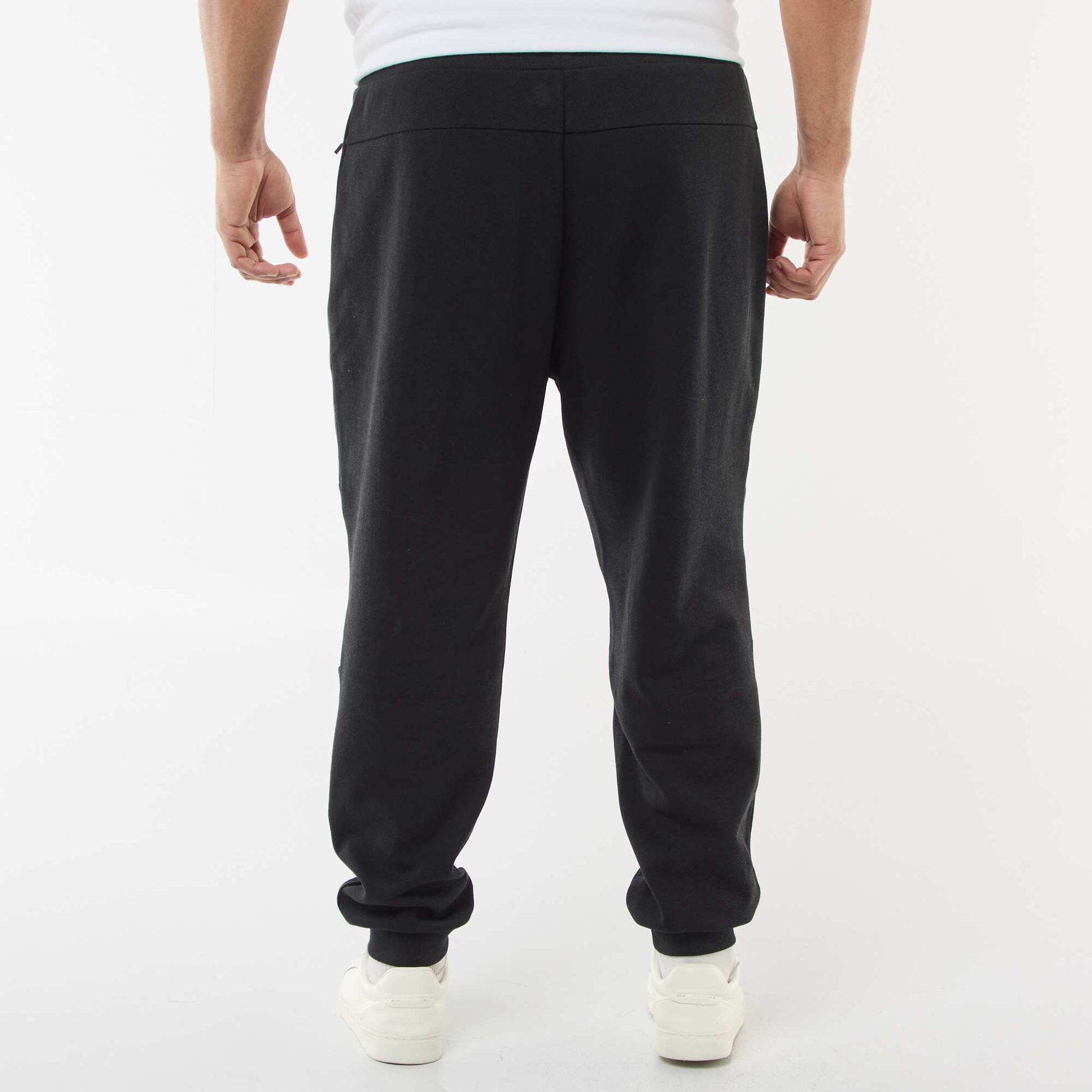 Jogging en maille piquée unie en coton NOIR