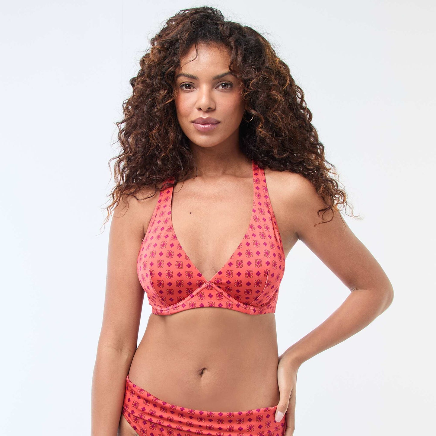 Soutien-gorge de bain imprimé bonnet D&E ORANGE