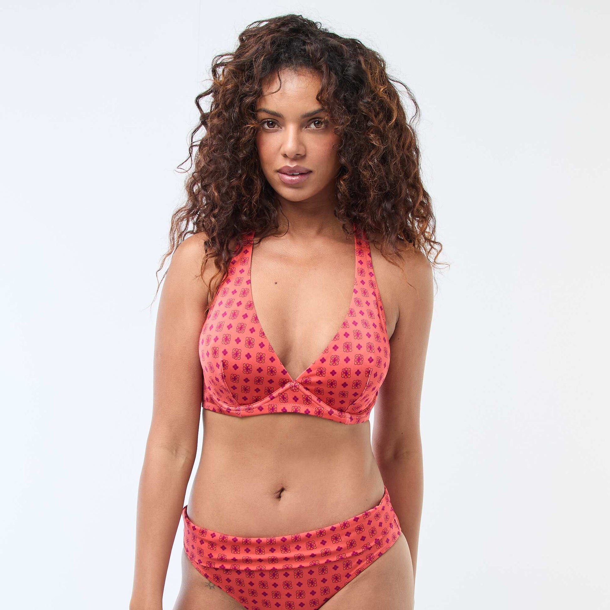 Soutien-gorge de bain imprimé bonnet D&E ORANGE