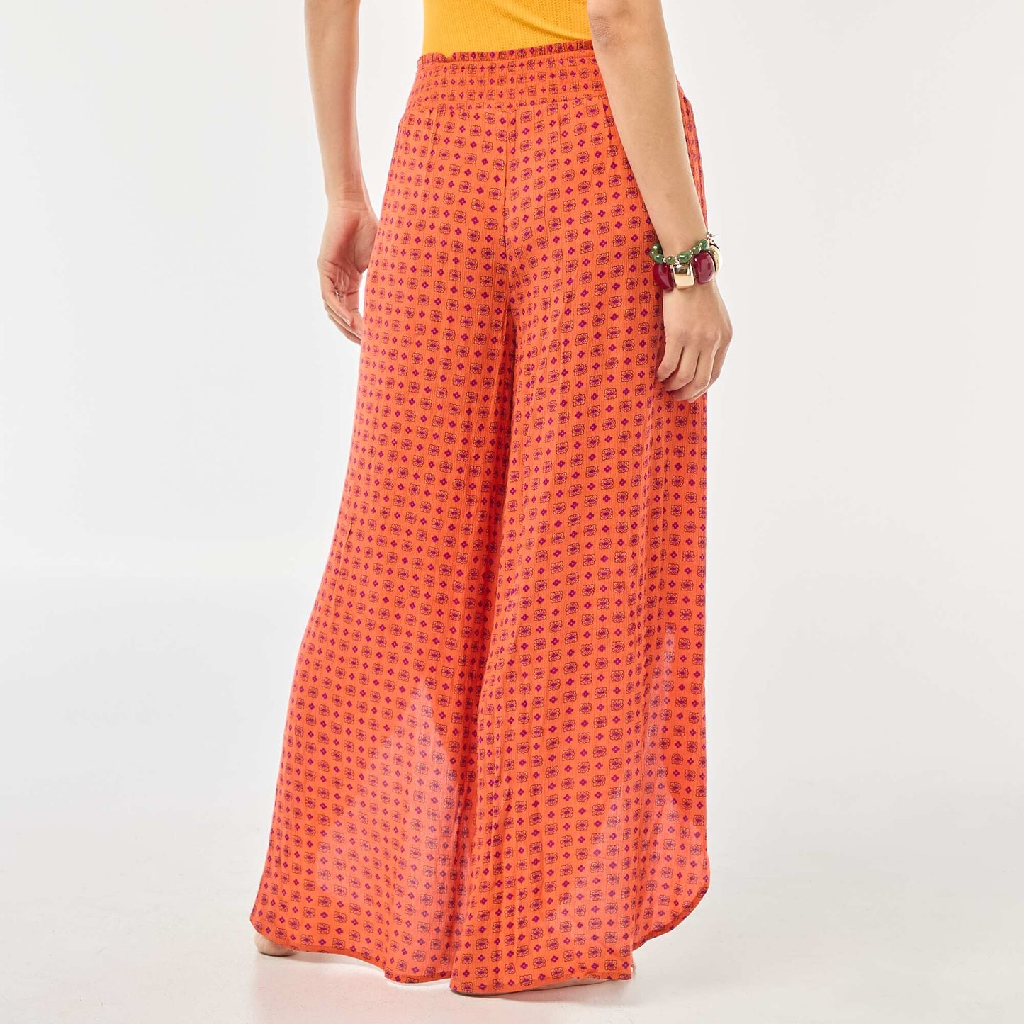Pantalon de plage imprimé à fentes ORANGE