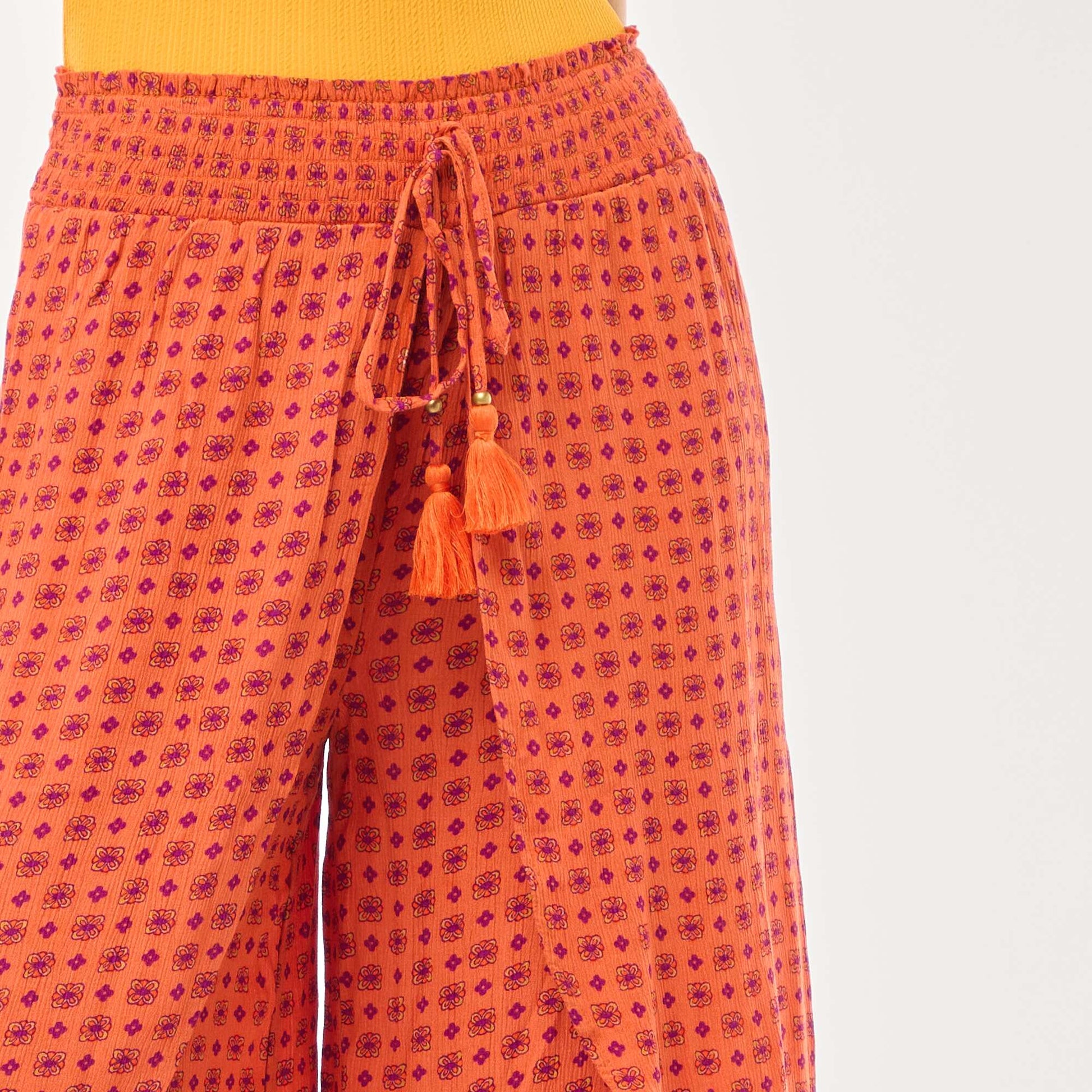 Pantalon de plage imprimé à fentes ORANGE
