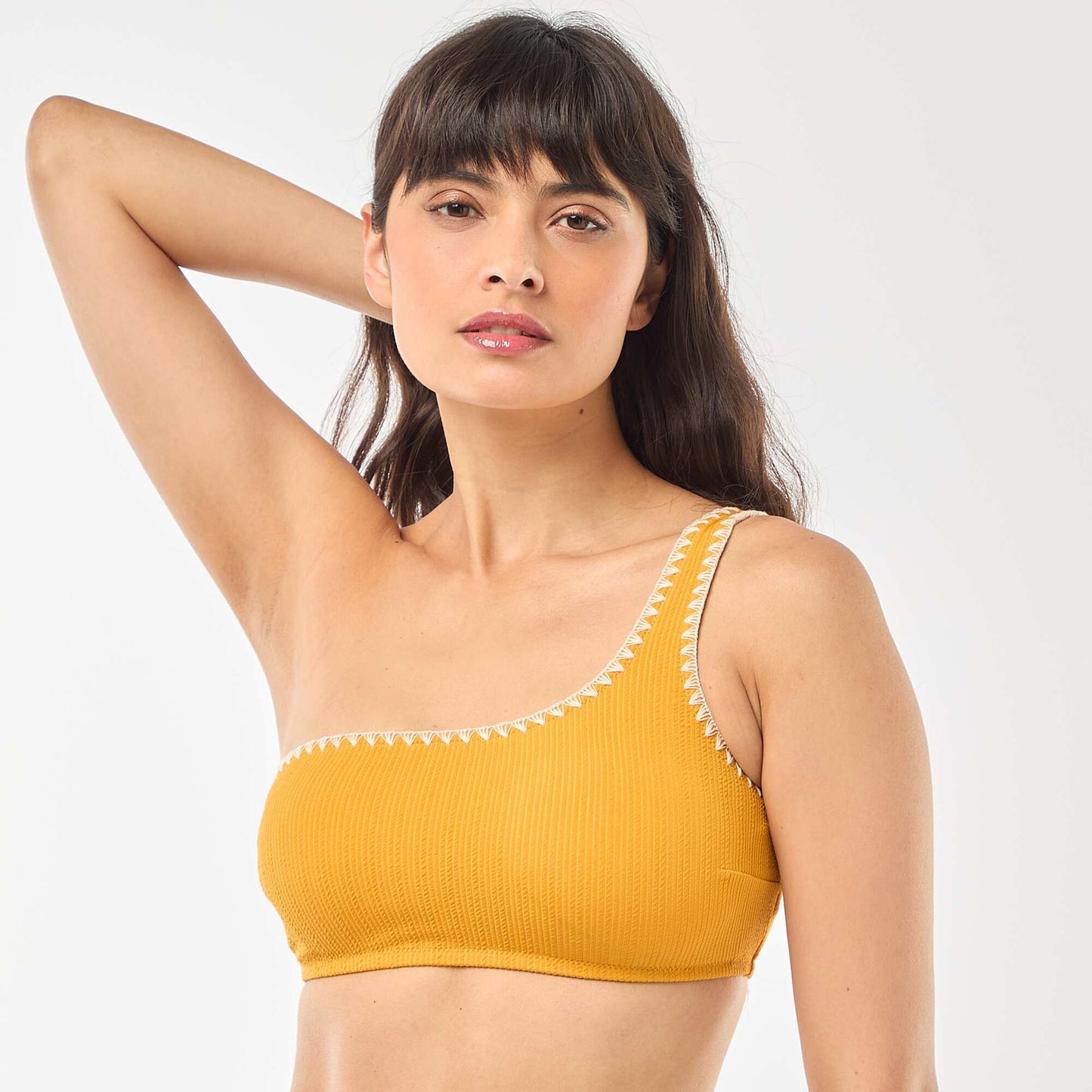 Brassière de bain asymétrique en nid d'abeille JAUNE