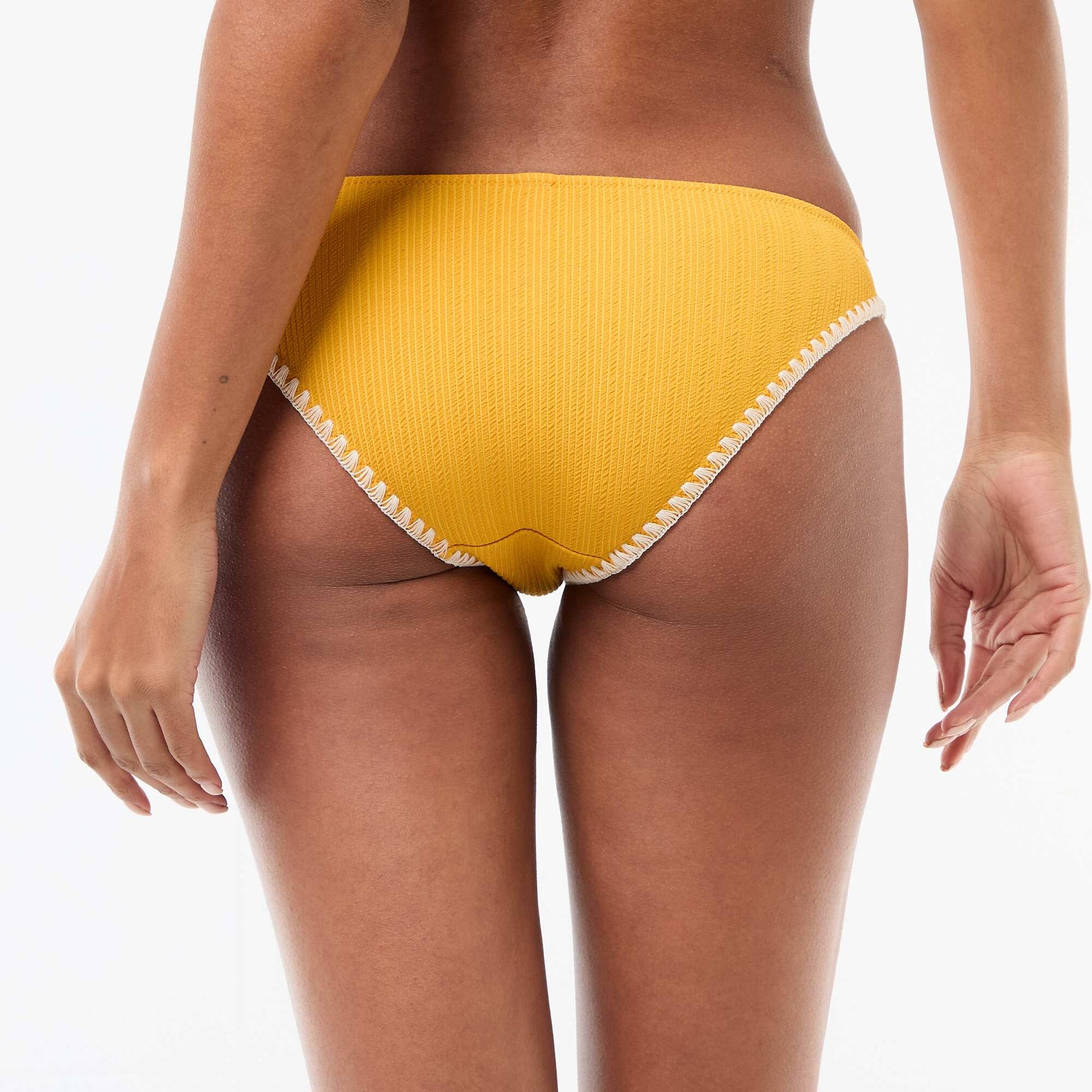 Culotte de bain nid d'abeille avec surpiqûres JAUNE