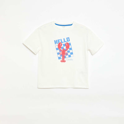 T-shirt imprimé fantaisie à manches courtes BLANC