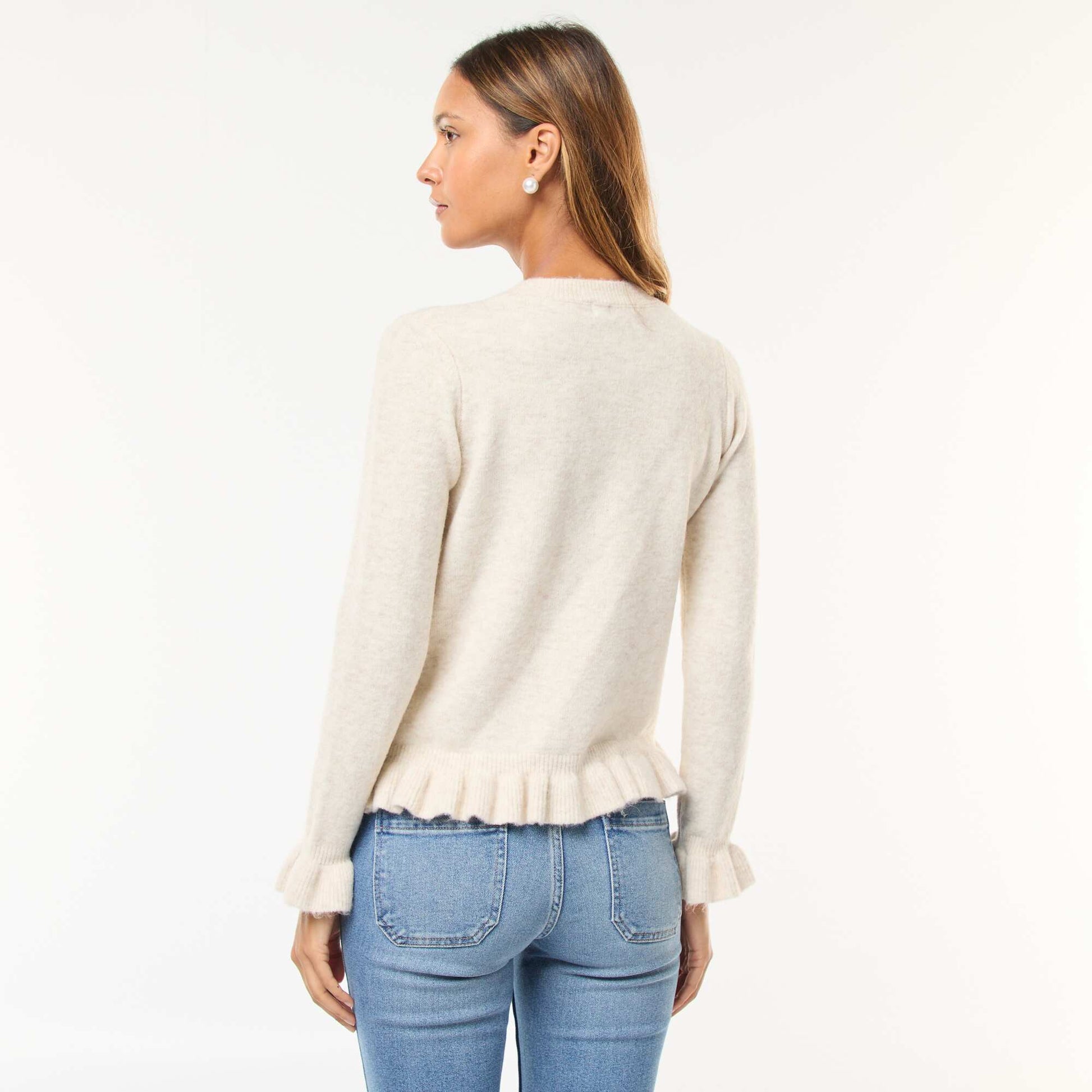 Gilet mouliné avec détails ondulés BEIGE