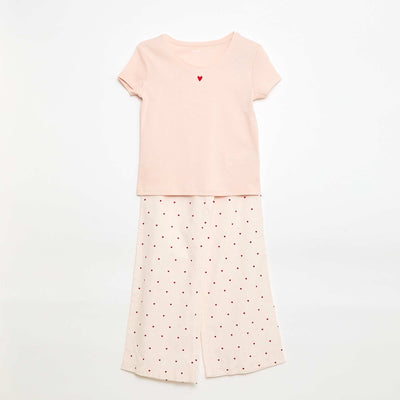Pyjama long en popeline - 2 pièces ROSE