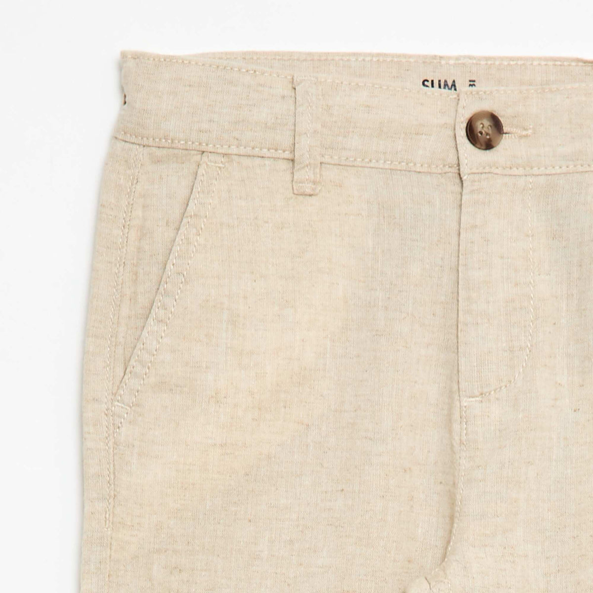 Pantalon en coton et en lin BLANC