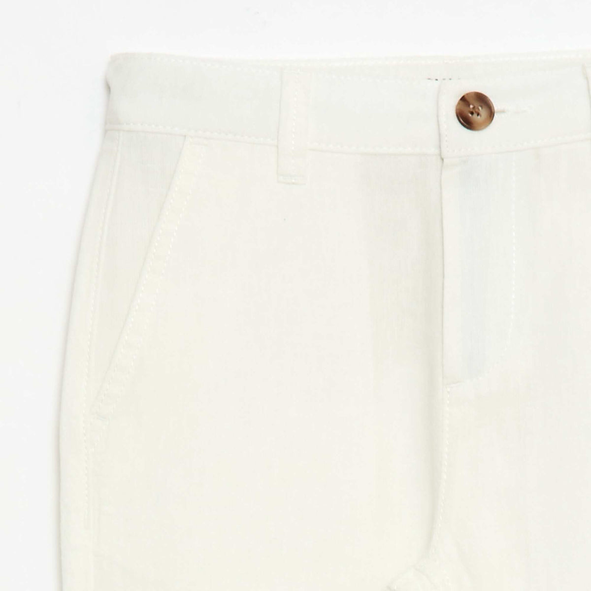 Pantalon en coton et en lin BLANC