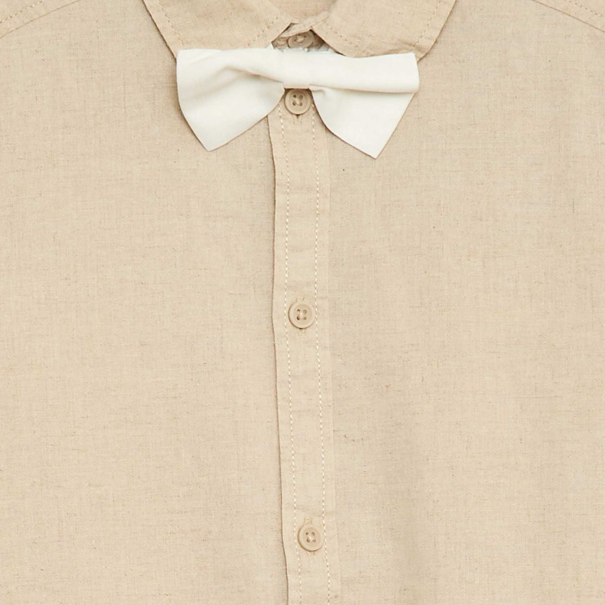 Ensemble chemise en popeline + Nœud papillon à scratch BLANC