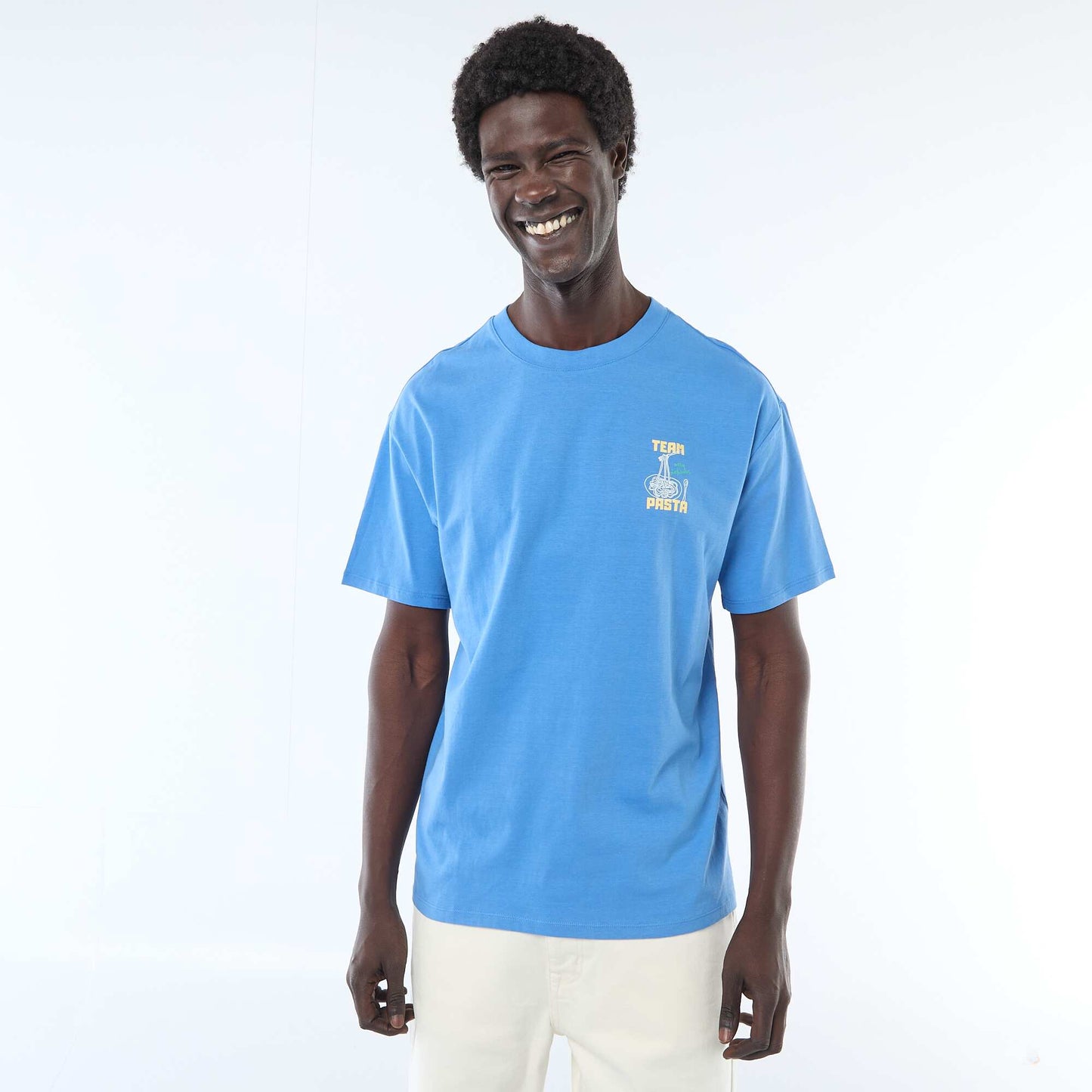 Tee-shirt imprimé à manches courtes BLEU