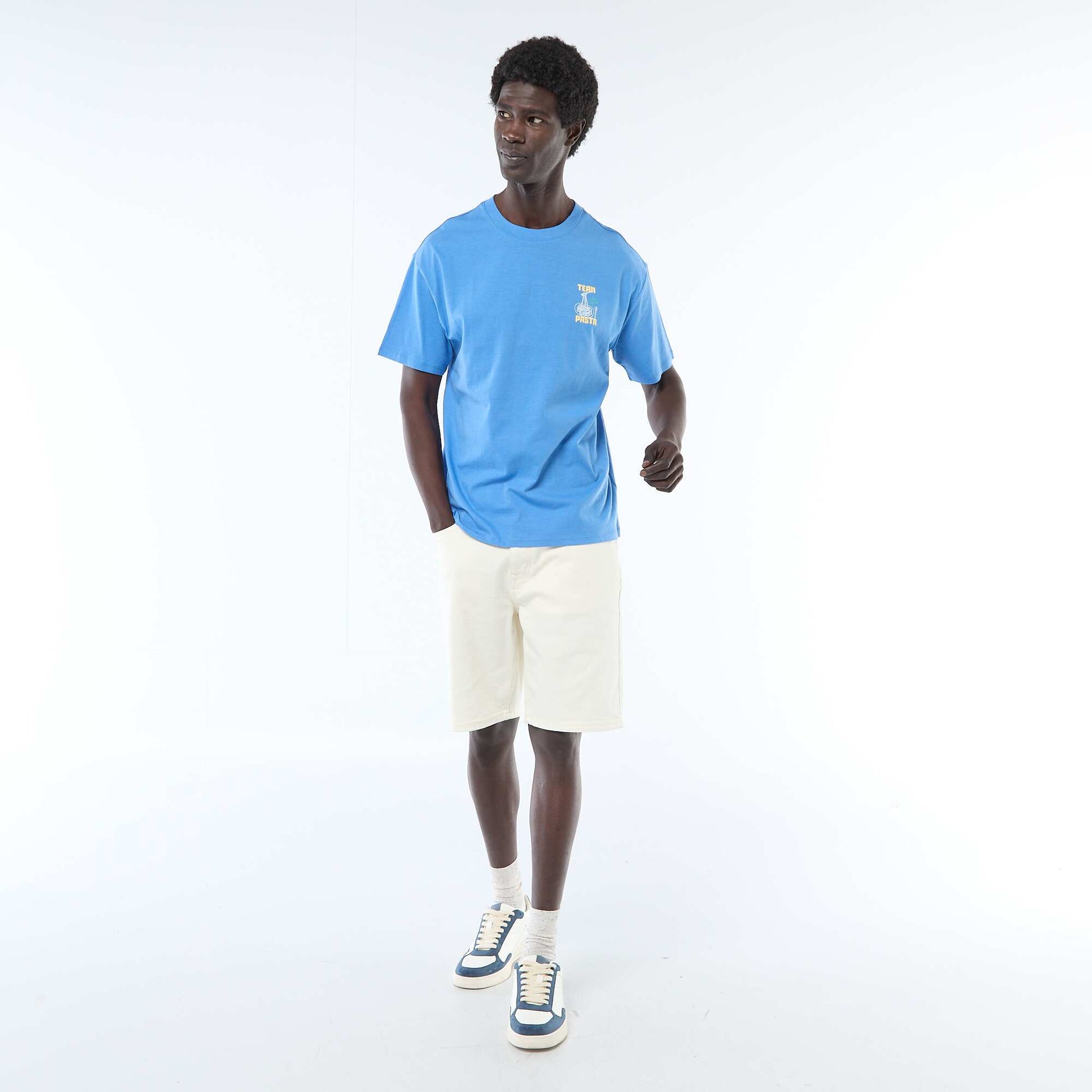 Tee-shirt imprimé à manches courtes BLEU